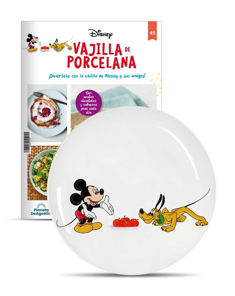 VAJILLA DISNEY ENTREGA 45 PLATO DE POSTRE DE MICKEY Y PLUTO